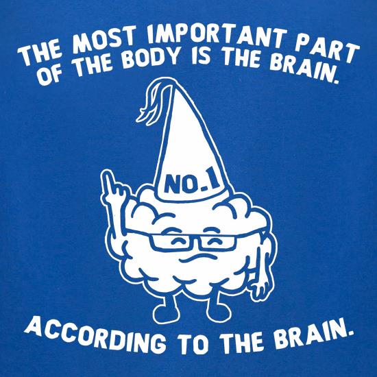 The Most Important Part Of The Body Is The Brain. According To The Brain. t shirt